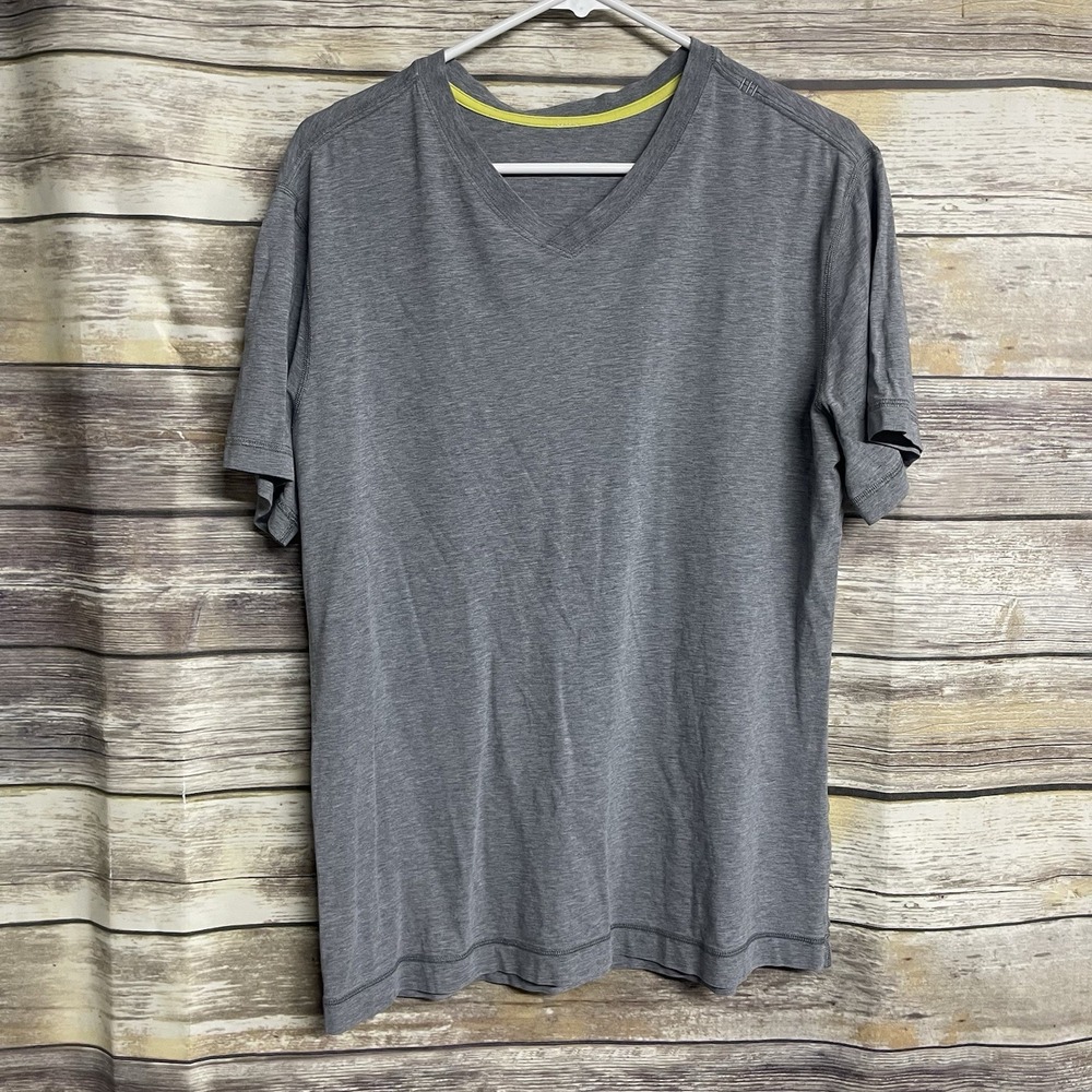 Lululemon Short Sleeve Shirt Athletic Men's Large Gray Solid Athletic Gym